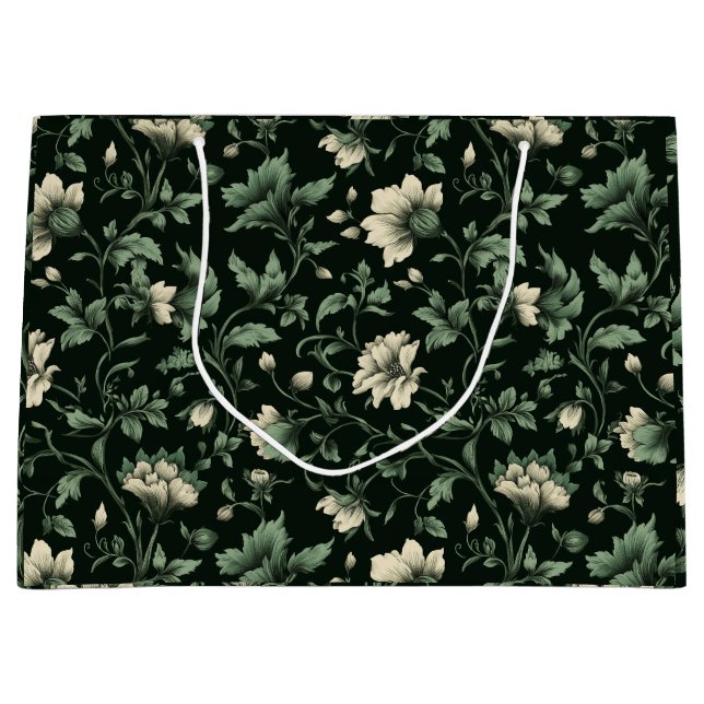 Botaniskt grön blomkräm blommönster (Framsidan)