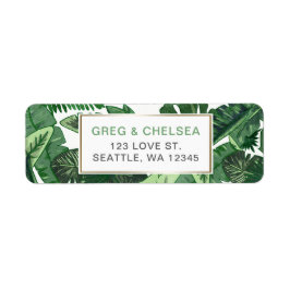 Botaniskt grönskabröllop för tropisk Terrain Returadress Etikett