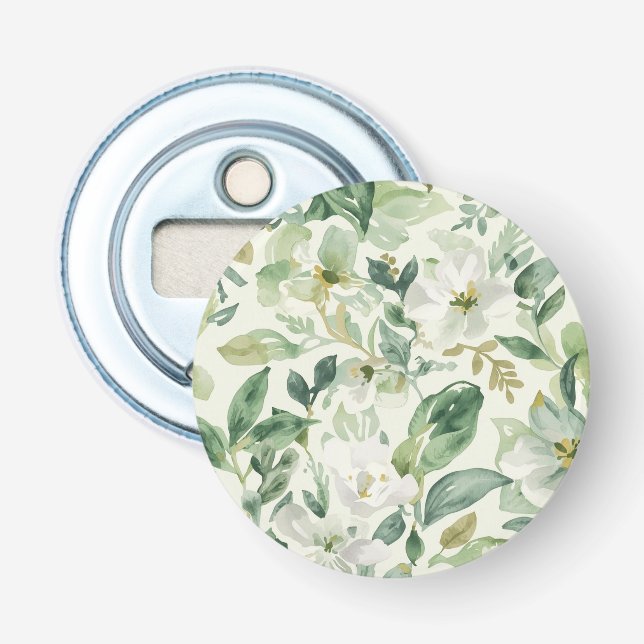 Botaniskt grönt akvarell blomblad natur  flasköppnare (Framsidan)