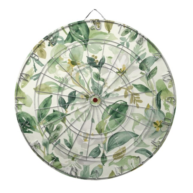 Botaniskt grönt akvarell blomstermönster blad Natu Darttavla (Framsidan)