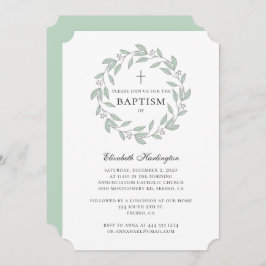 Botaniskt grönt baptism. Enkelt mint andedräkt Inbjudningar