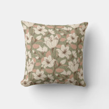 Botaniskt Grönt Beige Lily Blommönster