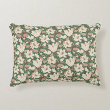 Botaniskt Grönt Beige Lily Blommönster