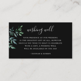 Botaniskt grönt Black Bröllop Wishing-brunn Tilläggskort