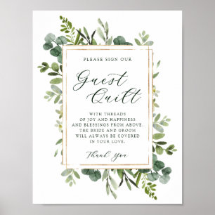 Botaniskt grönt Bröllop Guest Quilt-tecken Poster