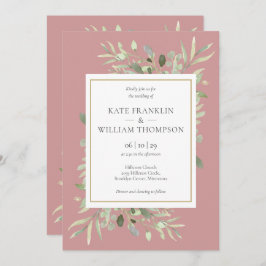 Botaniskt grönt Dusty Ro i ett Bröllop Inbjudningar