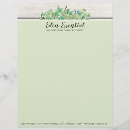 Botaniskt grönt Eucalyptus och Rustic Wood Eco Brevhuvud