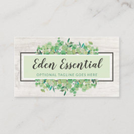 Botaniskt grönt Eucalyptus och Rustic Wood Eco Visitkort