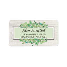 Botaniskt grönt Eucalyptus och Wood Adress Adressetikett
