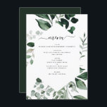 Botaniskt grönt Foliage Watercolor Bröllop Menu Meny<br><div class="desc">Eleganten Grey Foliage Watercolor Vår bröllop och Modern Menu on White (Modern Menu på vit bakgrund) innehåller vacker och elegant manustypografi med modern botaniska löv och grönt för den speciella Bröllopsdagen firande.</div>