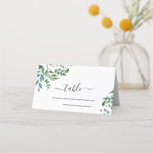 Botaniskt grönt Foliage Watercolor Bröllop Placeringskort