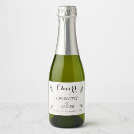 Botaniskt grönt Mini Champagneflasketikett Set
