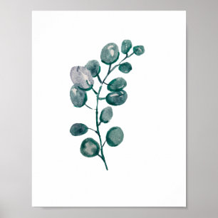 Botaniskt Grönt Plant Watercolor Painting Poster