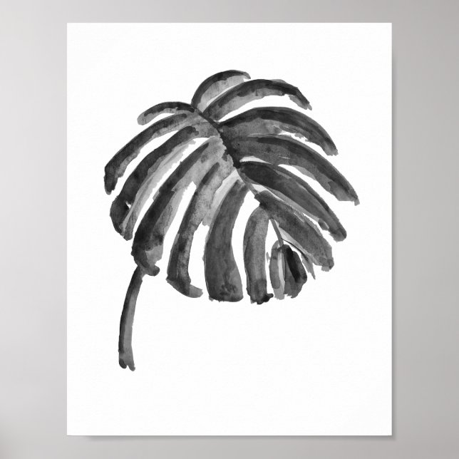 Botaniskt Grönt Plant Watercolor Painting Poster (Framsidan)