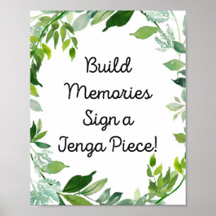 Botaniskt grönt tecken - bygg minnestecken jenga poster