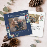 Botaniskt grönt vattenfärgat Elegant - marinblått Julkort<br><div class="desc">Du kommer att kärlek dessa vackra julkort! De har botaniska vattenfärgsarrangemang med mistletoe,  gräs grenar,  bär och spädbarn andedräkt.</div>
