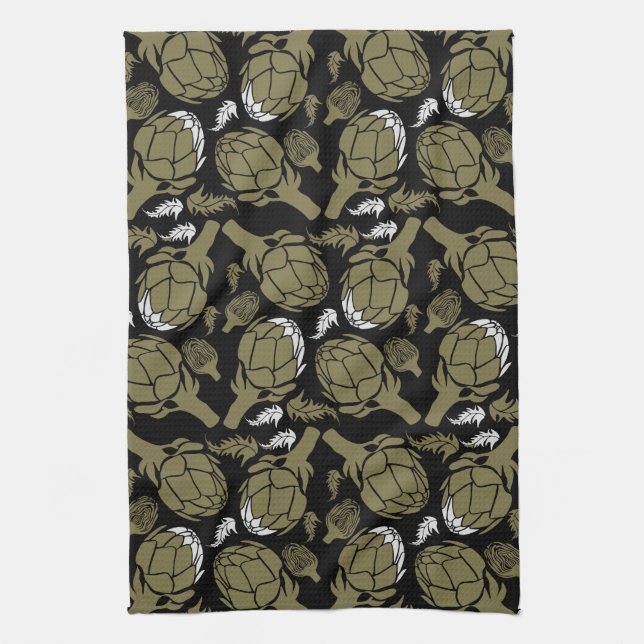 Botaniskt guld Artichoke Konst Dekor Kökshandduk (Vertikal)