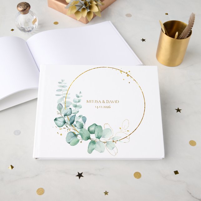 Botaniskt guld grönska Eukalyptus  Gästböcker (Framsida Öppen)