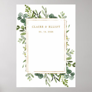 Botaniskt guldgrönt bröllopsbakgrund poster