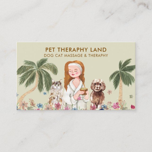 Botaniskt Handflatan Cat HUND HUMAN massage THERAP Visitkort (Framsida)