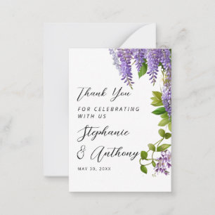 Botaniskt hängande Lila Wisteria Bröllop Anteckningskort