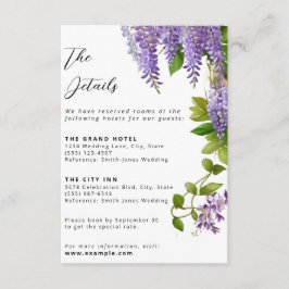 Botaniskt hängande Lila Wisteria Bröllop Tilläggskort
