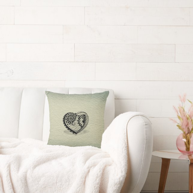 Botaniskt Heart Dekorativ kudde Boho naturdekaler (Soffa)