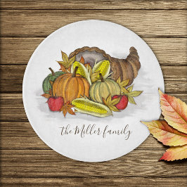 Botaniskt Helgdag Harvest Cornucopia Watercolor