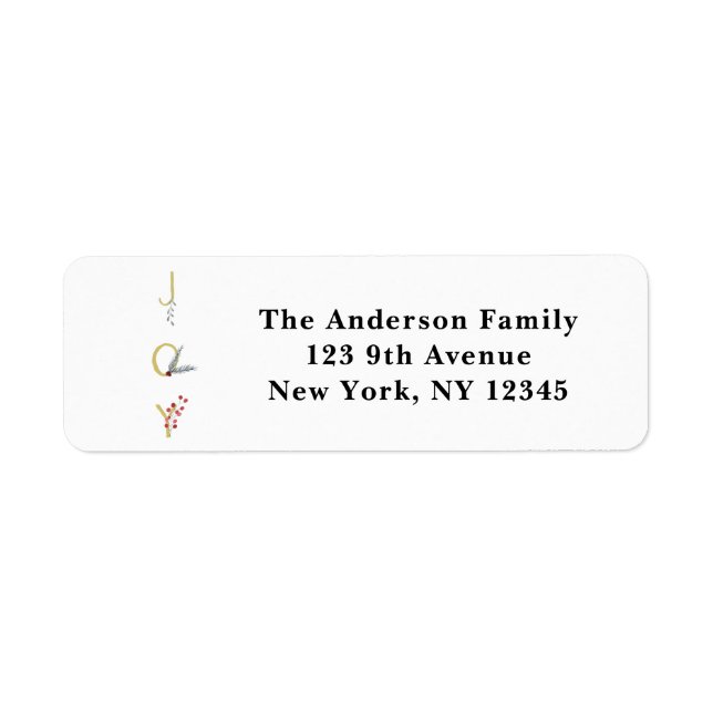 Botaniskt Helgdag Joy Rustic Guld Minimal Party Returadress Etikett (Framsidan)