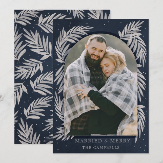 Botaniskt Helgdag-kort för marin marktanbåge i Sil Julkort (Fram/baksida)