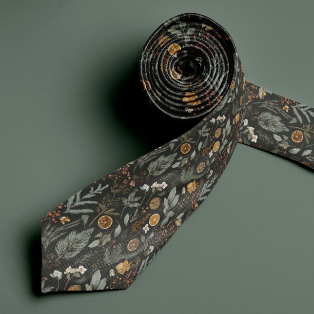 Botaniskt Helgdag Necktie med Monogram Slips (Skapare uppladdad)