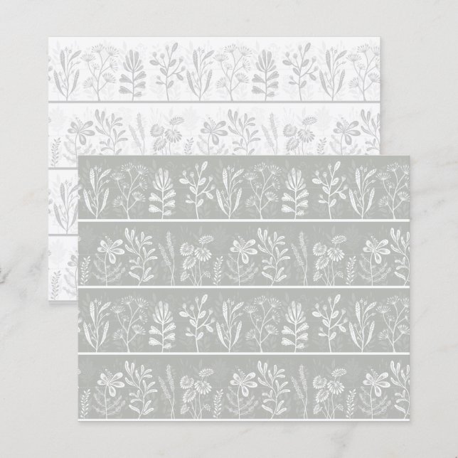 Botaniskt herbarium mjukt grått skrapbokspapper (Fram/baksida)