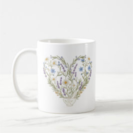 Botaniskt hjärta apoteksbutik örtblomma kaffemugg