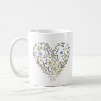 Botaniskt hjärta apoteksbutik örtblomma kaffemugg