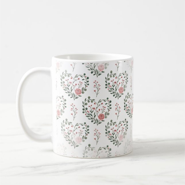 Botaniskt hjärtvalentin kaffemugg (Vänster)