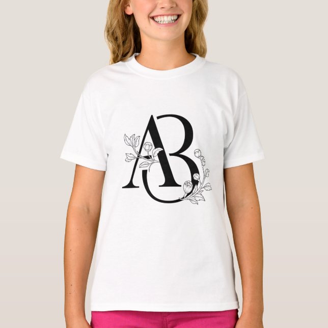 Botaniskt initialt AB Monogram T Shirt (Framsida)