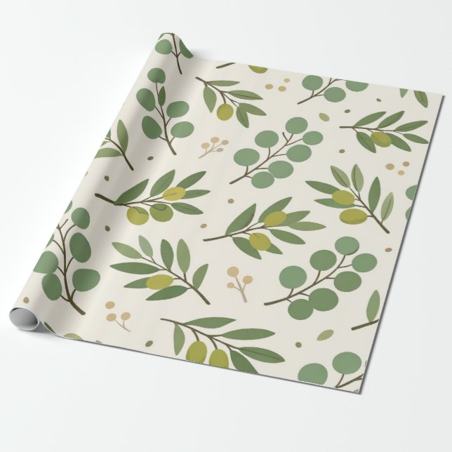 Botaniskt inpackningspapper presentpapper (Utrullad)