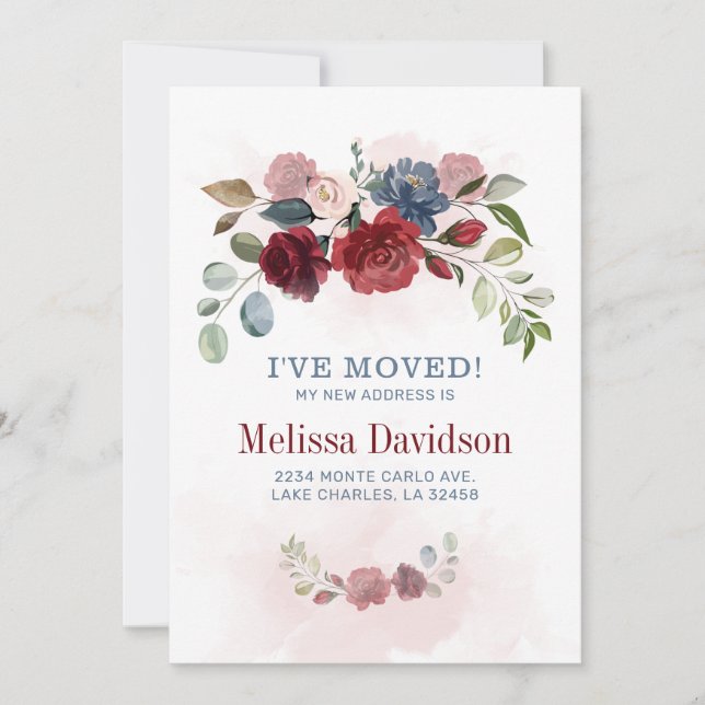 Botaniskt jag har Flyttat Blommigten New Home Meddelande (Framsida)