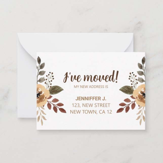 Botaniskt jag har Flyttat ett nytt hemmeddelandeko Anteckningskort (Framsida)