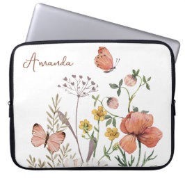 Botaniskt jodrosblomma Boho Monogram Laptop Fodral