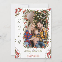 Botaniskt julandeutandning - Anpassningsbar 1-fami Julkort