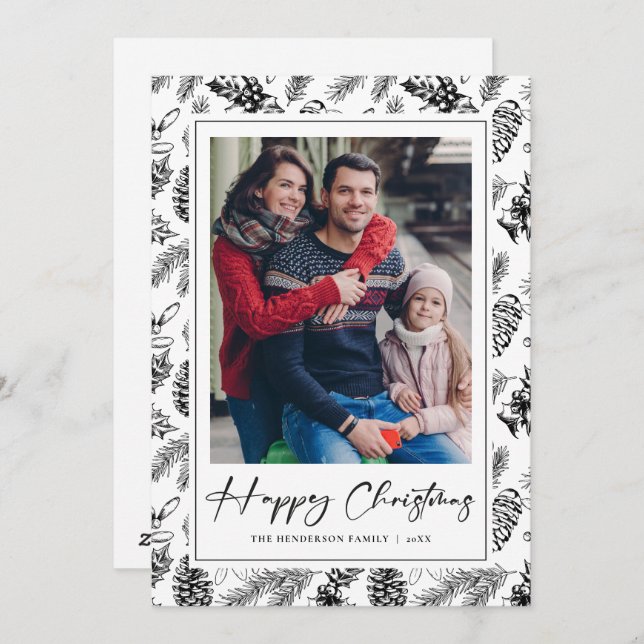 Botaniskt julfoto julkort (Fram/baksida)