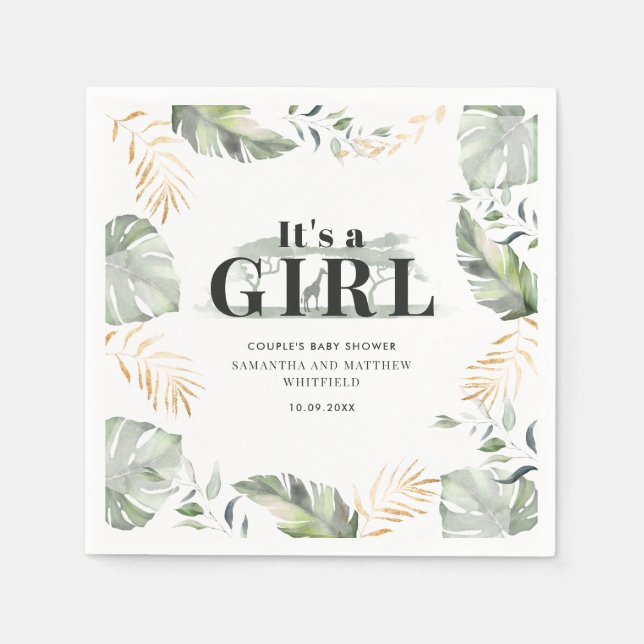Botaniskt jungle Giraffe par Baby Shower Papper Pappersservett (Framsidan)