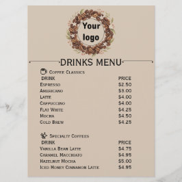 Botaniskt kaffebönsskrän med eget varumärke meny