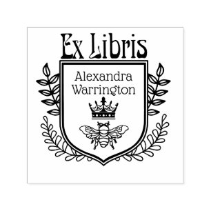 Botaniskt Kammarat Bin med Krona Ex Libris Boknamn Självfärgande Stämpel