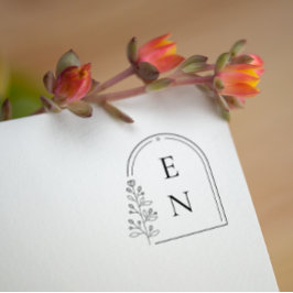 Botaniskt Kammarvapen Monogram | Personlig Bröllop Stämpel