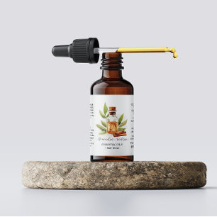 Botaniskt kanel Essential Oils Watercolor Adressetikett