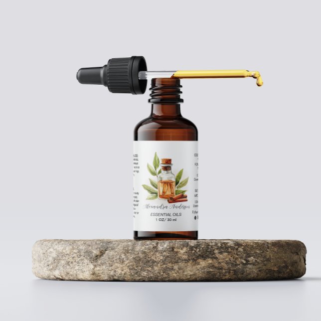Botaniskt kanel Essential Oils Watercolor Adressetikett (Botanical Cinnamon Essential Oils Watercolor Label)