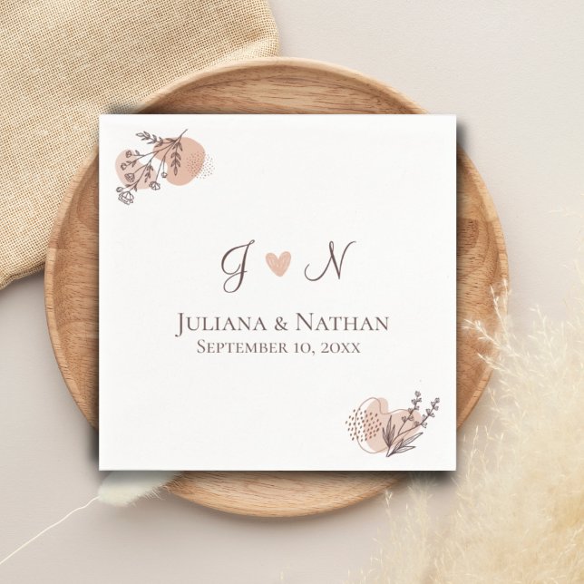 Botaniskt klassiskt enkelt Modern Initialer Monogr Pappersservett (Skapare uppladdad)