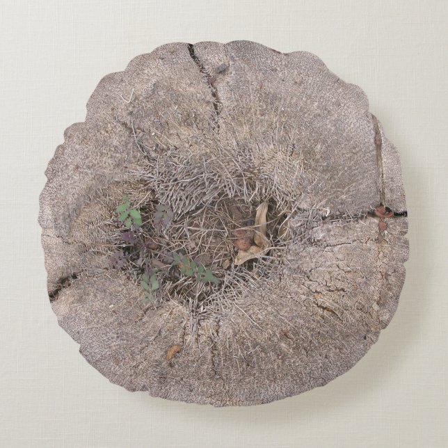 Botaniskt klippt foto av Handflatan Träd Rund Kudde (Framsidan)